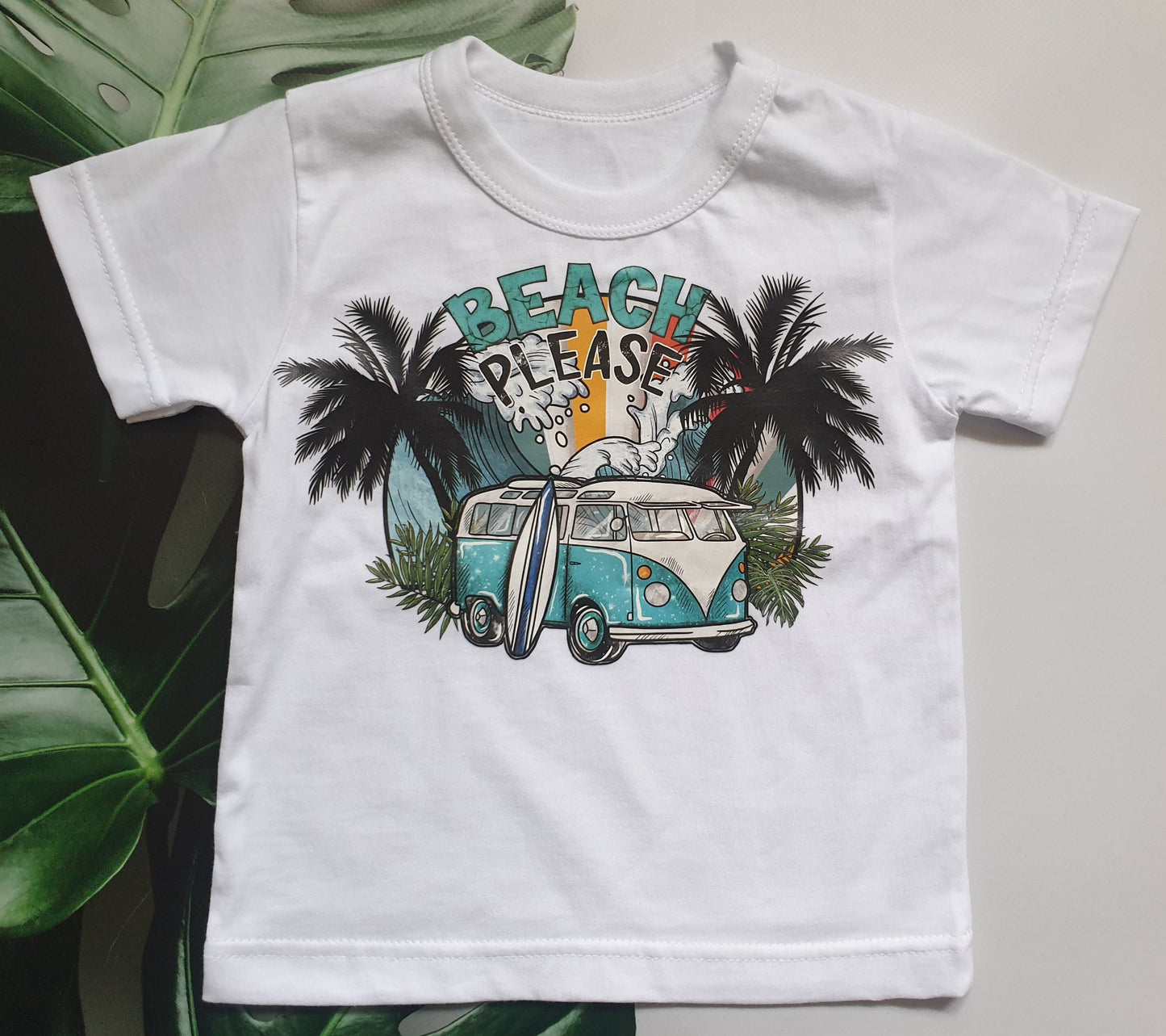 T-shirt chłopięcy BEACH PLEASE – biały