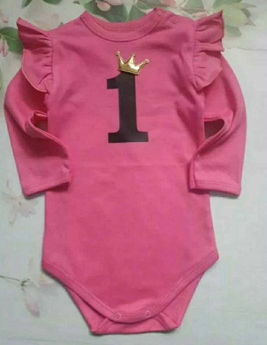 Body na roczek dla dziewczynki  handmade polski produkt falbanki korona