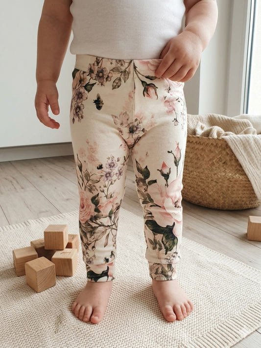 Bawełniane legginsy premium dla dziewczynki – Wzór Vintage Roses