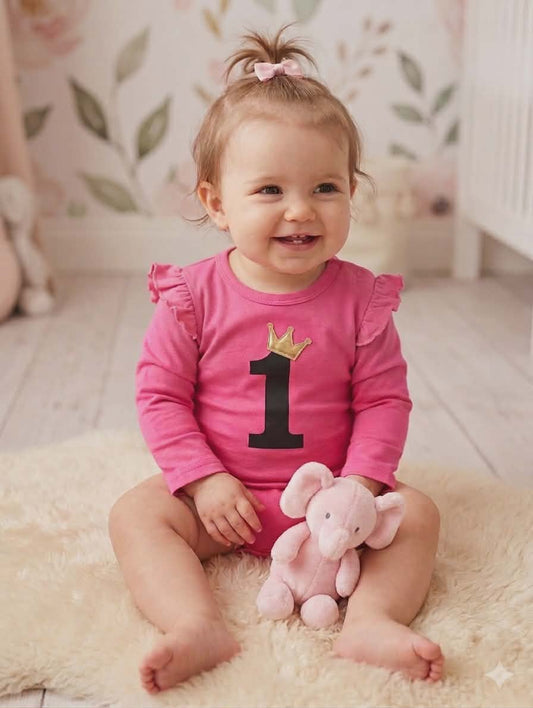 Body na roczek dla dziewczynki  handmade polski produkt falbanki korona